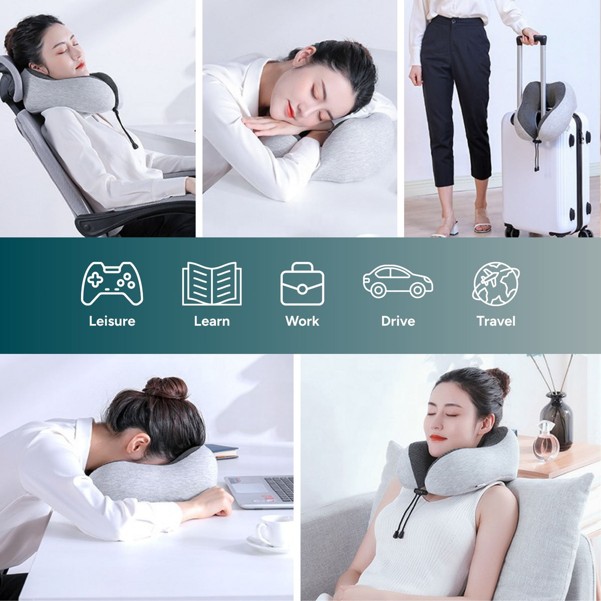 Travel Pillow Set: Neck Pillow + Eye Mask + Earplugs